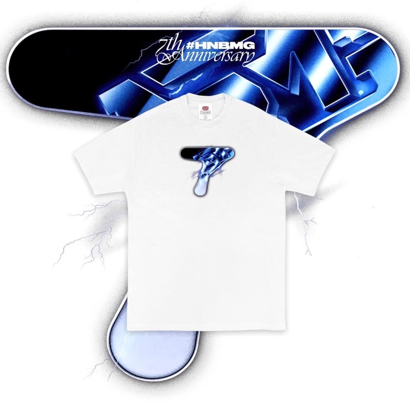HNBMG 7TH ANNIVERSARY MAIN LOGO T-SHIRT/ WHITE