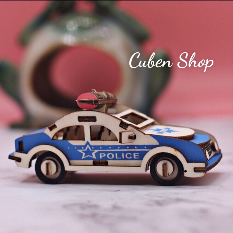 Đồ chơi bằng gỗ lắp ghép mô hình 3D - xe ô tô cảnh sát - cắt laser