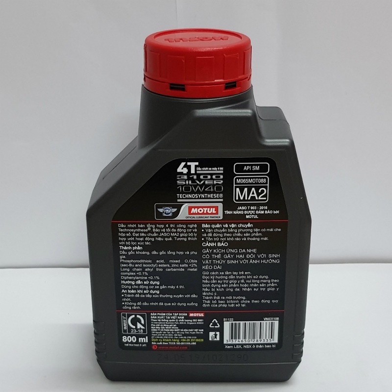 [Free Ship Xtra] Nhớt xe máy số cao cấp Motul Silver 3100 10W40 800ml hàng chính hãng