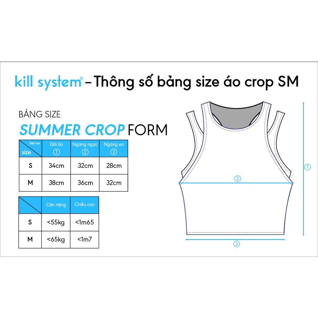 Áo ba lỗ Kill System khoét vai, croptop trơn giả hai áo, thun co giãn, nhiều màu