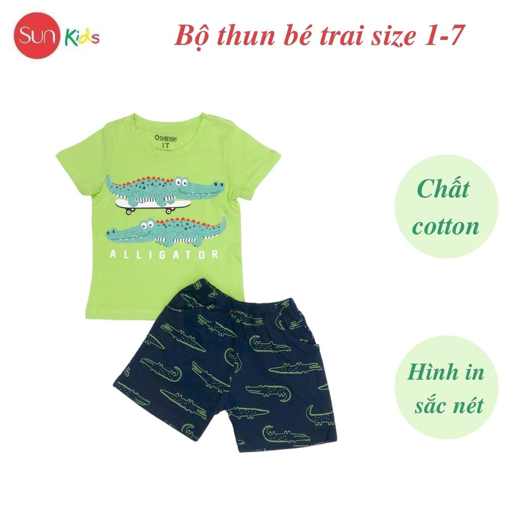 Đồ bộ bé trai, đồ bộ trẻ em chất thun cotton, size 1-7 tuổi, có nhiều màu - SUNKIDS