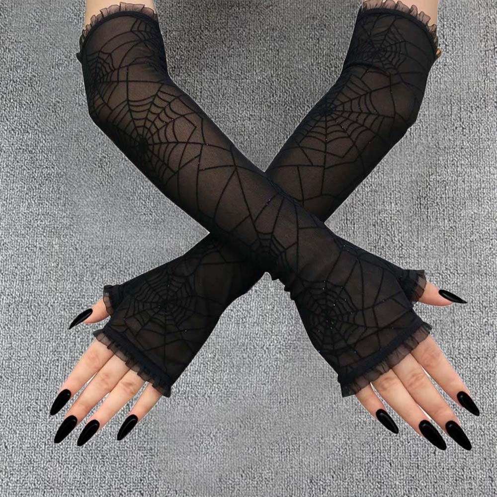 FORBETTER Găng Tay Lưới Hở Ngón Hóa Trang Halloween