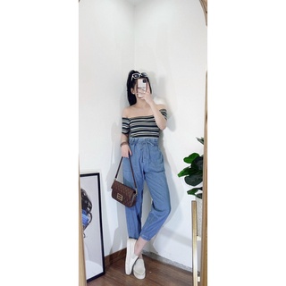 Quần joger jeans giấy cạp chun