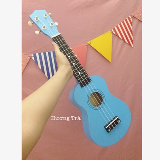 Đàn ukulele soprano xanh dương (Ảnh thật, có sẵn/tặng kèm phụ kiện, stickers random)