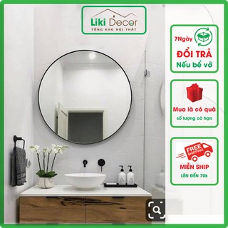 Gương treo tường tròn đèn led phòng ngủ, nhà tắm, nhà khách - Liki Decor D40 D50 D60 LK05
