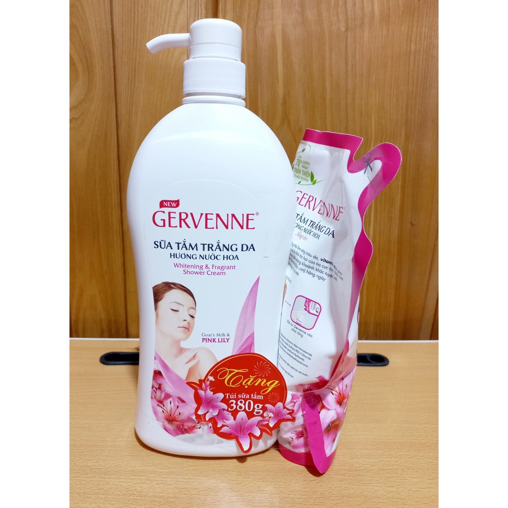 Sữa Tắm Trắng Da Hương nước hoa Gervenne 900g (tặng túi sữa tắm 380g)