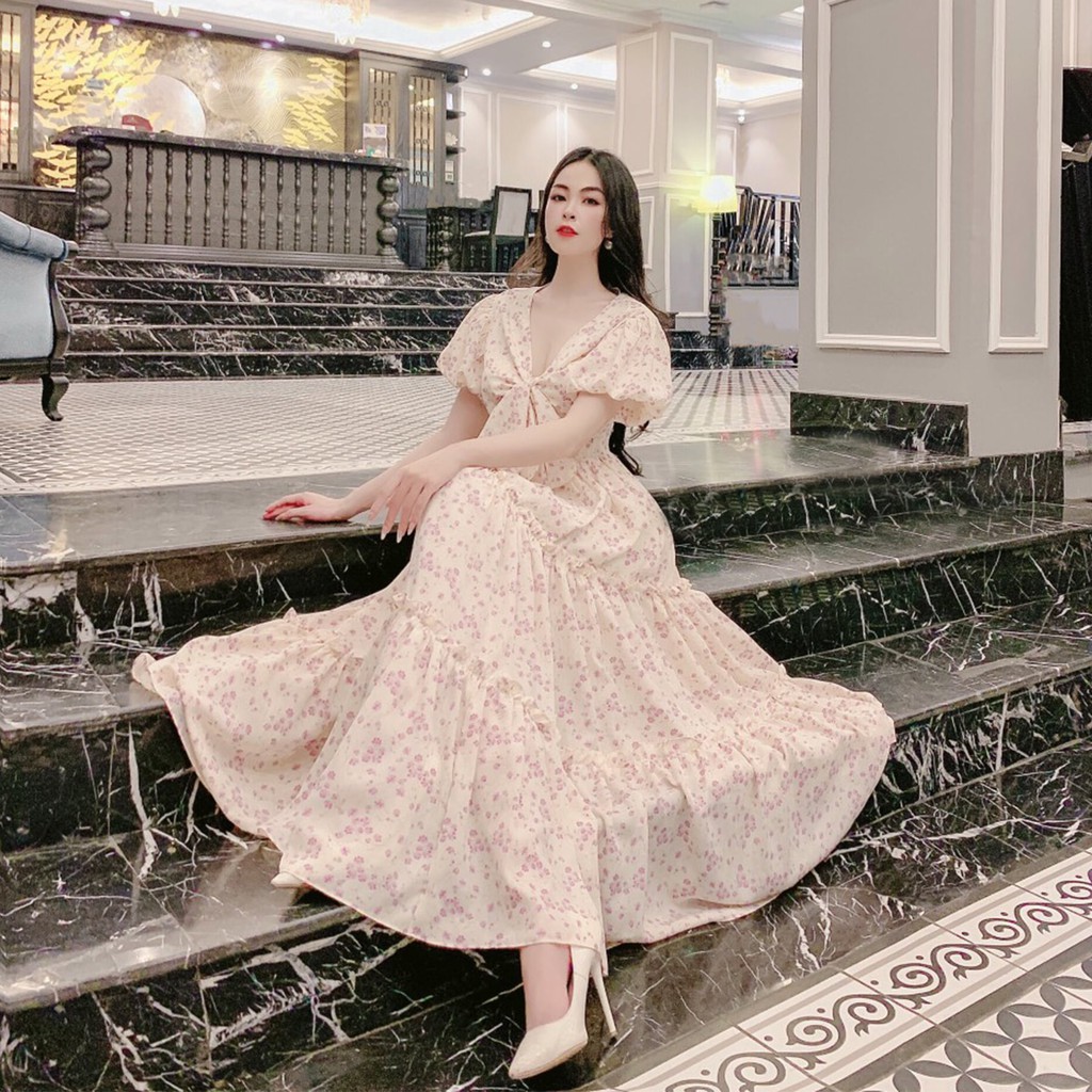 Đầm Maxi tằm hoa 💖 SANG TRỌNG 💖 Hàng thiết kế chất liệu cao cấp, không xù, không nhăn, không phai sau nhiều lần giặt