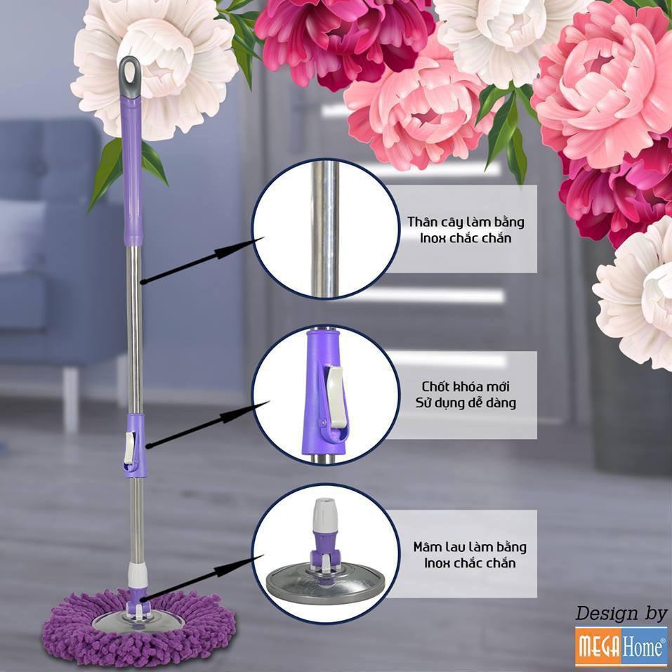 BỘ CHỔI LAU NHÀ 360 ĐỘ MEGAHOME Jet Mop X3 CHÍNH HÃNG