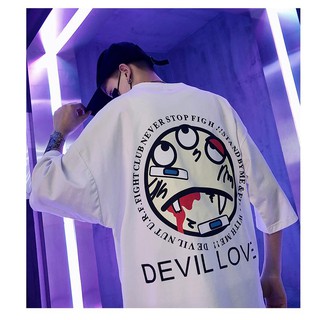 Áo thun tay lỡ YAYSHOP phông unisex nam nữ form rộng vải cotton mềm mịn Devil love
