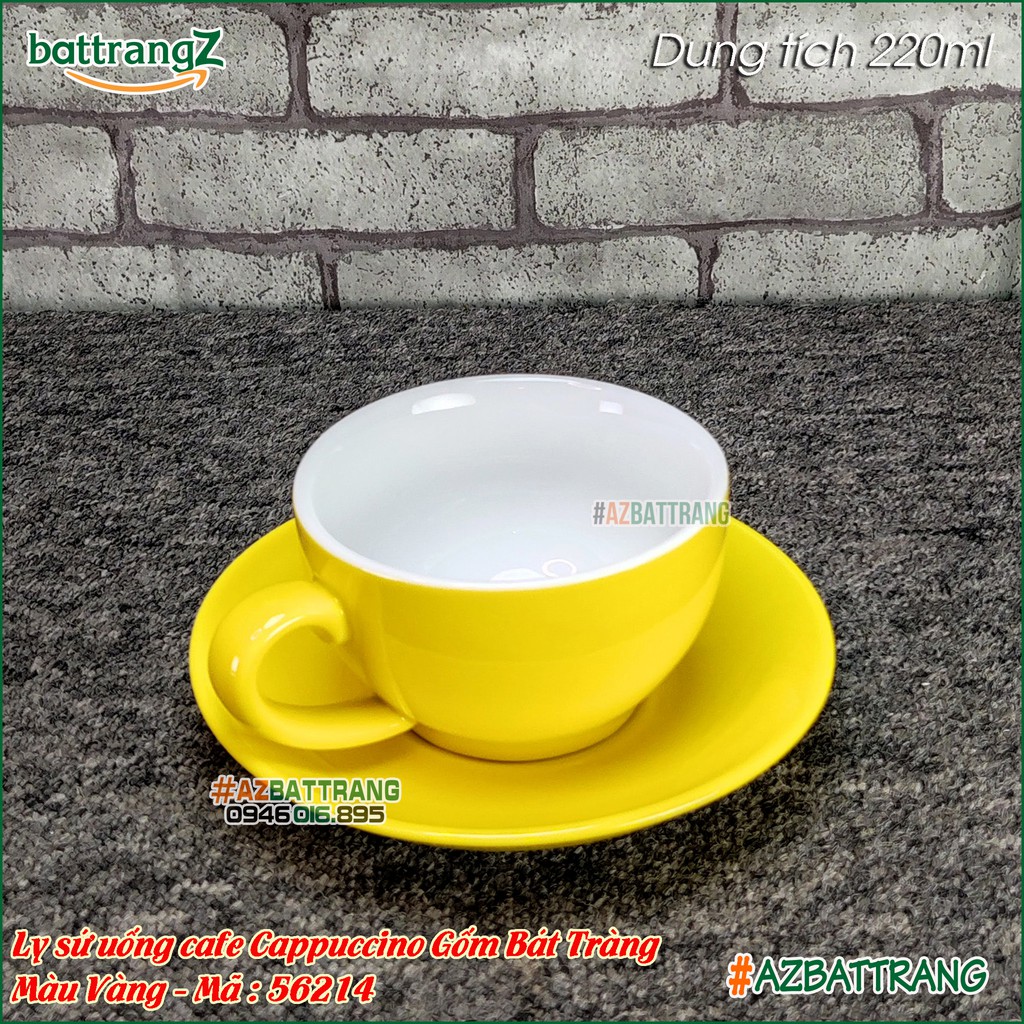 Ly tách sứ cafe Cappuchino màu Vàng Gốm Bát Tràng AZ
