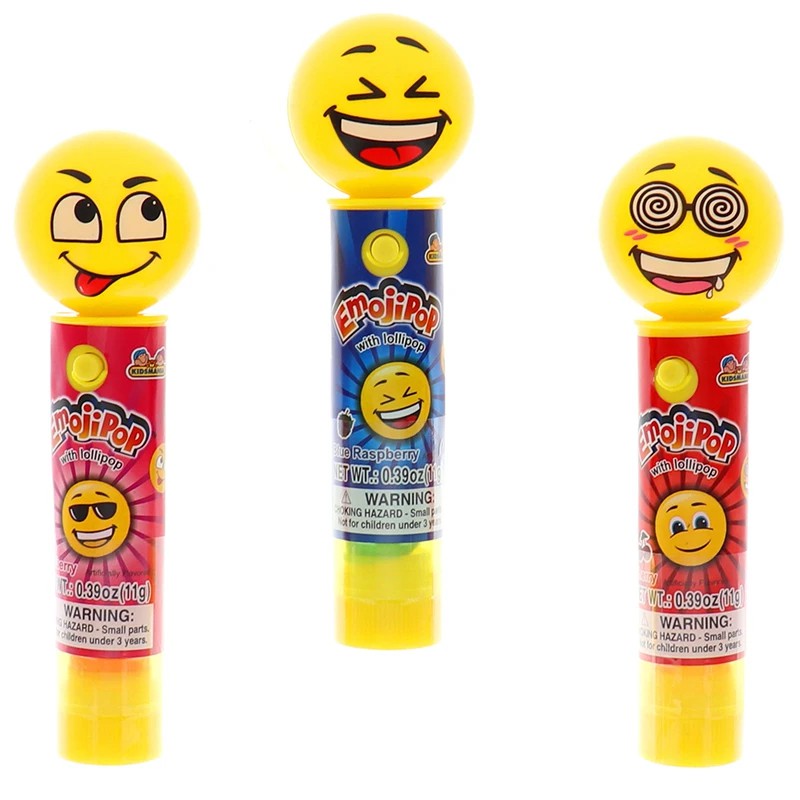 Kẹo mút có đèn hình mặt cười Kidsmania Emojipop