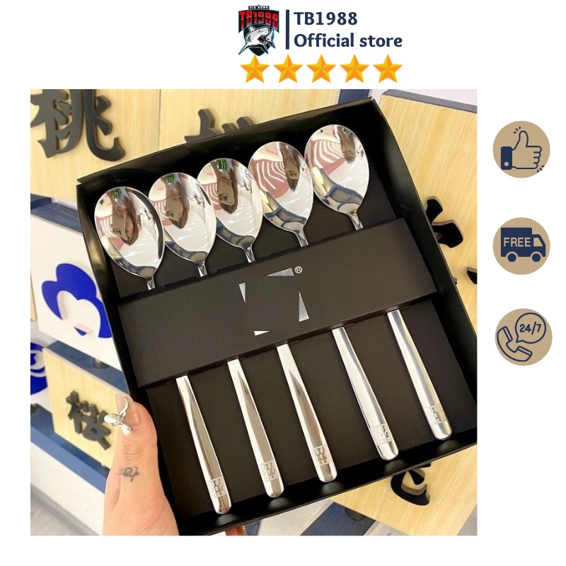 SET 5 THÌA INOX HÀNG NỘI ĐỊA ĐỨC  CÓ HỘP ĐỰNG ĐI KÈM SANG TRỌNG