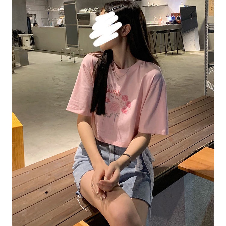 Áo Thun Lửng Tay Ngắn Dáng Rộng Phong Cách Hàn Quốc Thời Trang Cho Nữ