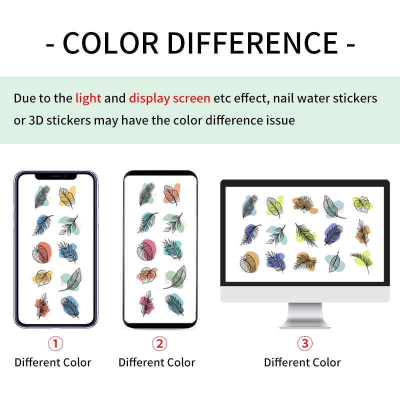 Miếng dán trang trí móng tay UR SUGAR in họa tiết hoa lá/ hoa tuyết/ lá phong đẹp mắt