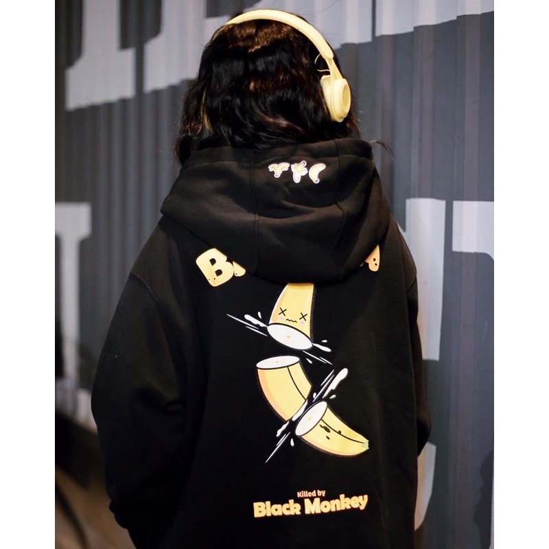 [TẶNG TÚI TOTE] Áo Khoác Trái Chuối Hoodie Zip-Up Black Monkey - Banana Killer Màu Đen | BigBuy360 - bigbuy360.vn