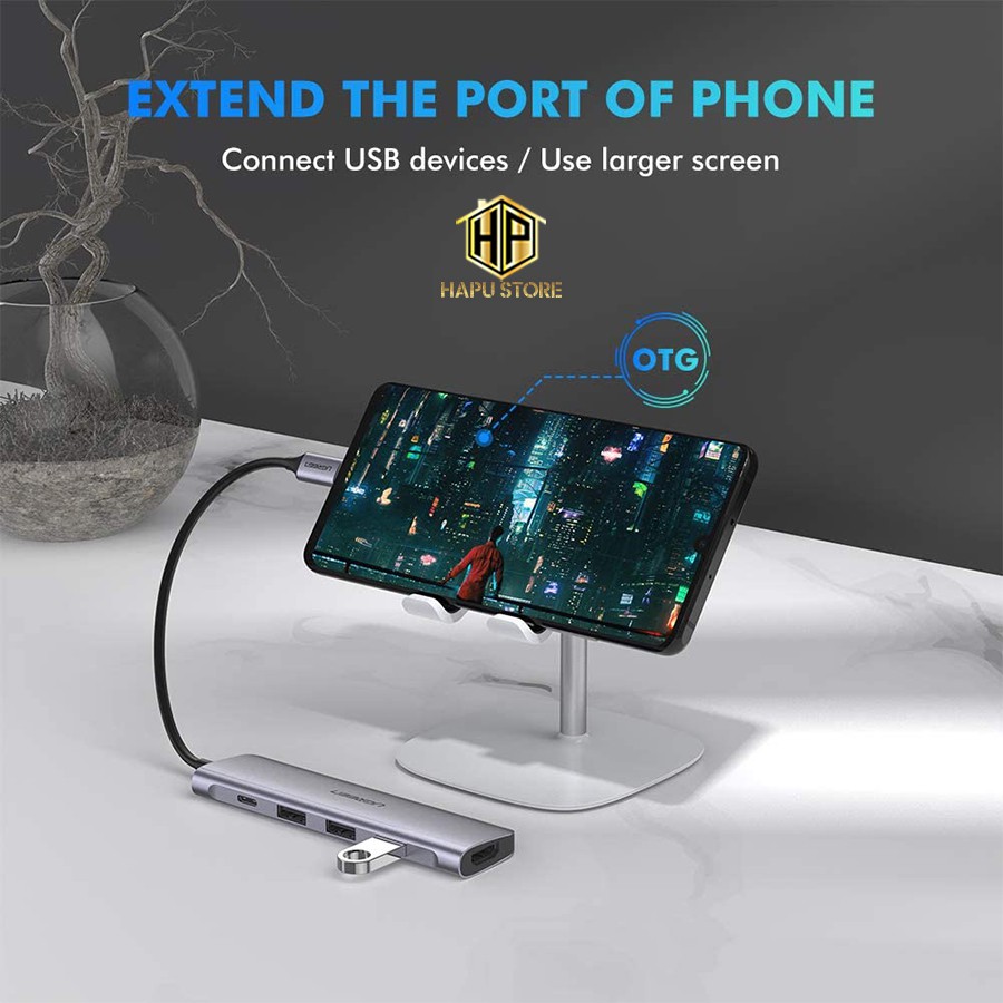 Cáp USB Type C to HDMI, Hub USB 3.0 cao cấp - Ugreen 50209