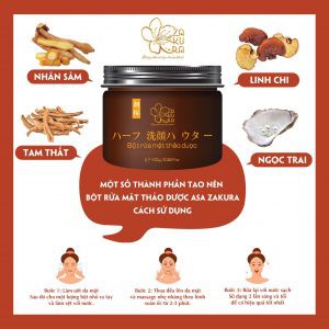 Bột Rửa Mặt Thảo Dược ASA ZAKURA 100g - Da Sạch Hết Mụn Trắng Hồng Rạng Rỡ