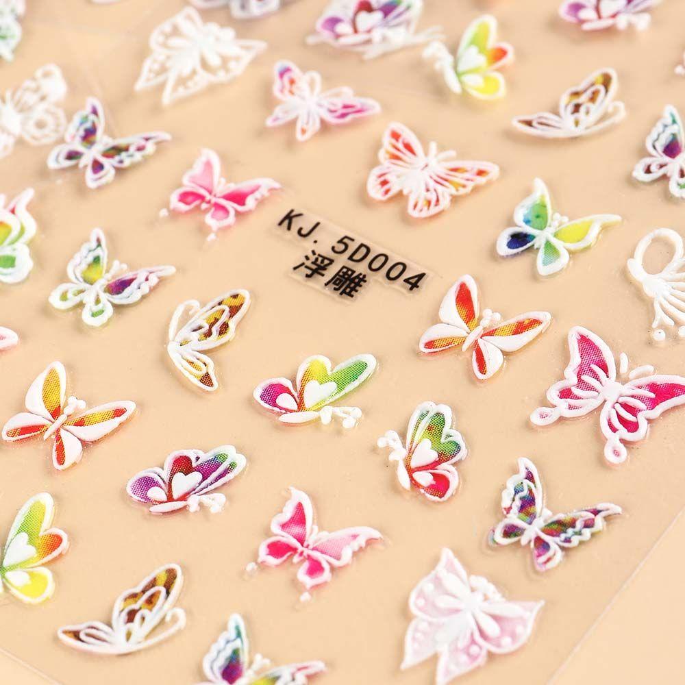 LILYES Miếng Dán Trang Trí Móng Tay Hình Bướm / Lá Cây Xinh Xắn
