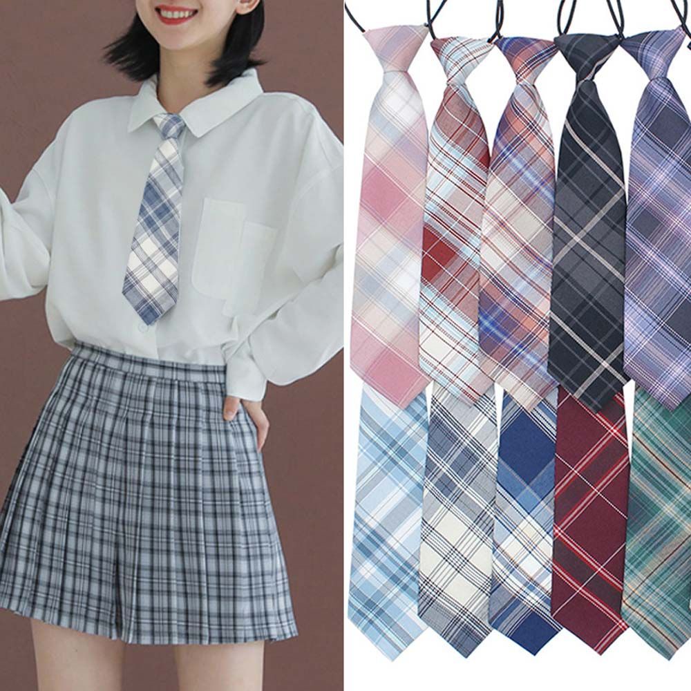 Cà vạt đồng phục thủy thủ họa tiết sọc caro cổ điển thanh lịch có thể tháo rời