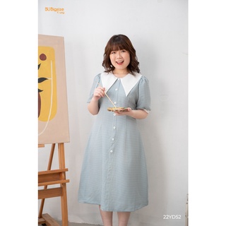 Đầm dài kẻ caro phối cổ trắng v nhọn bigsize - 22yd52 -