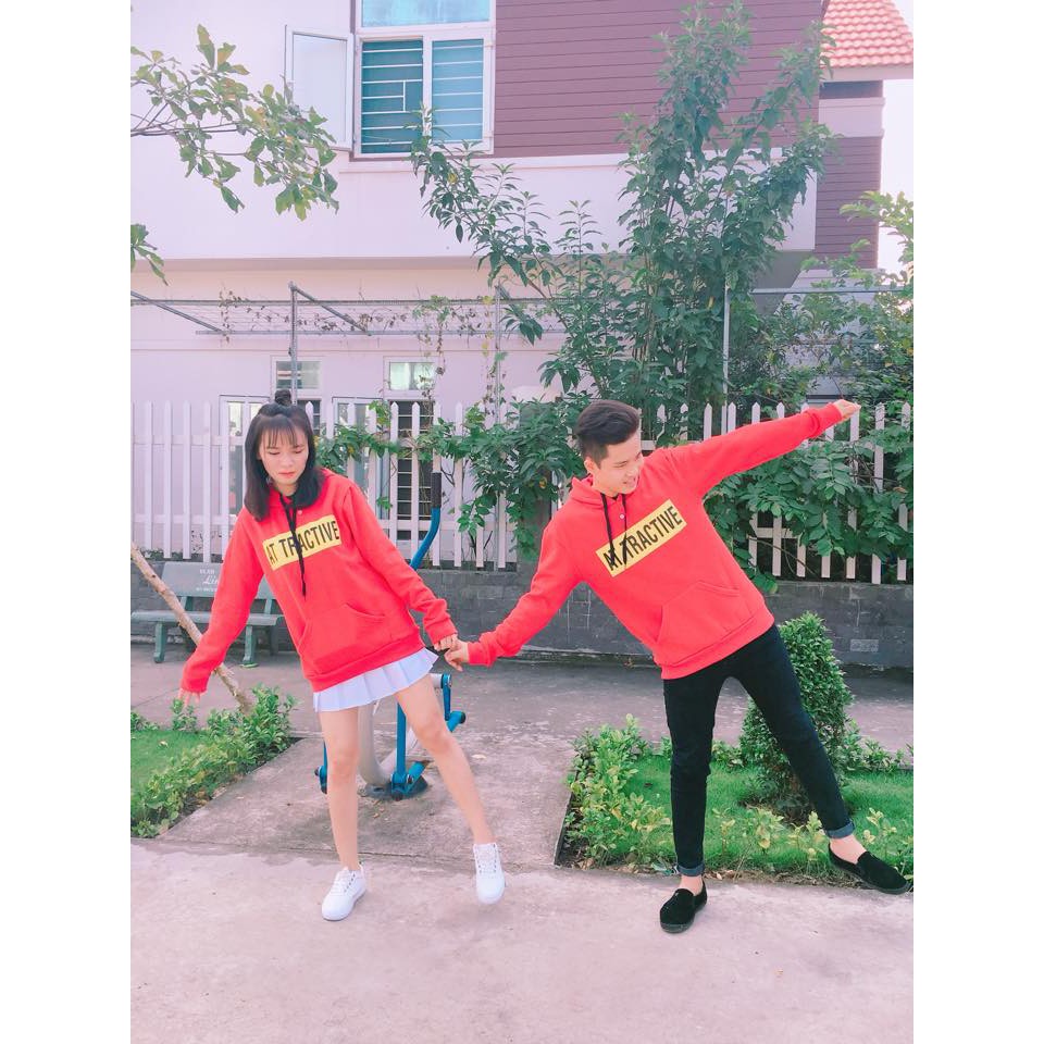 Áo hoodie đỏ cam