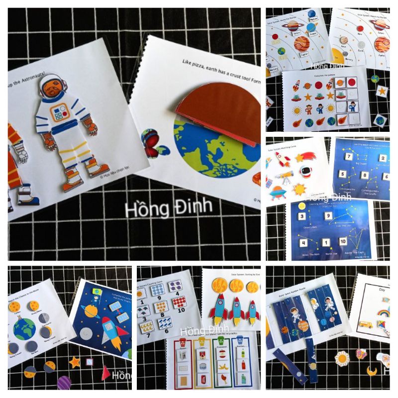 Học liệu bóc dán HỆ MẶT TRỜI Montessori