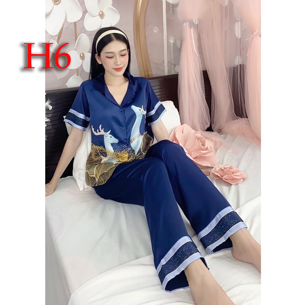Đồ Bộ pijama Nữ Lụa Satin VARRO Ngắn Tay,Set đồ ngủ nữ Pijama Cao Cấp Đẹp Dễ Thương Cute Mặc Ở Nhà Đi Chơi | BigBuy360 - bigbuy360.vn