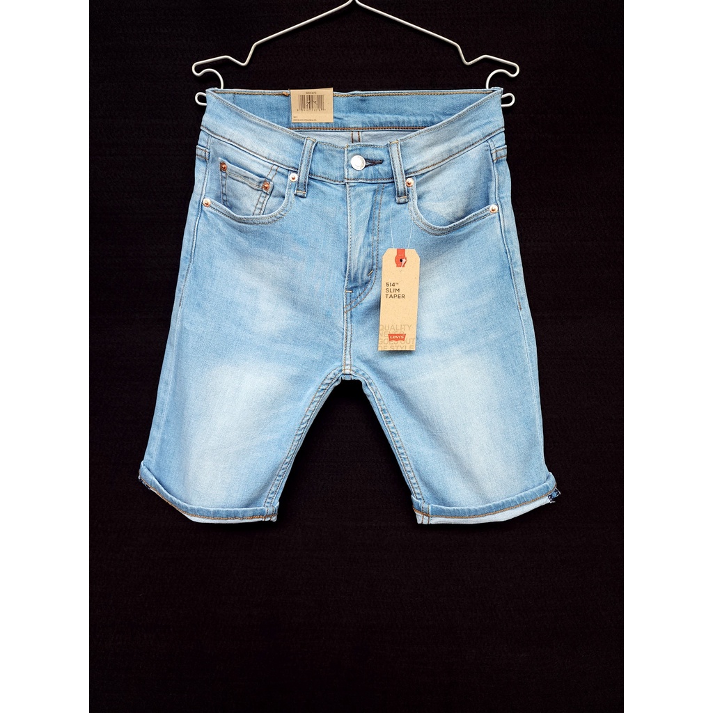 Quần Short Jean nam LEVIS 514 Taper Form Slim Hàng Xuất Xịn Có Big Size Cao Cấp DV Màu Xanh Sáng