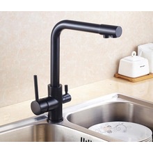 Vòi rửa bát, vòi rửa chén ba đường nước cao cấp sơn tĩnh điện đen (thanh lý nghỉ bán giá tốt)