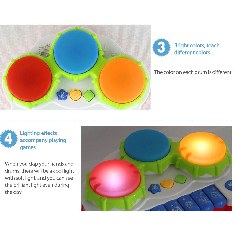 ♡ Children's electric hand drum toy sound and light music educational electronic organ 2 in 1 toy ▍MOON