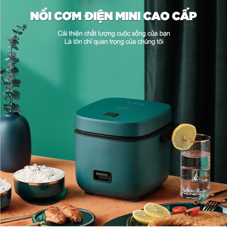 Nồi cơm điện mini đa năng 1.2Lit cho 1 đến 2 người, Công suất 200W, Lòng nồi chống dính, Cơm chín cực nhanh