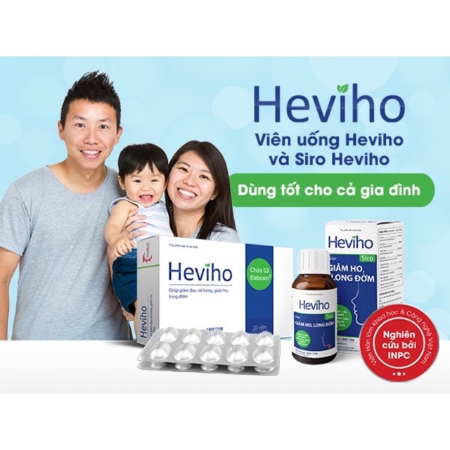 Combo viên uống heviho và siro heviho - viêm họng, viêm họng hạt, ho, viêm amidan cấp và mãn tính...cho trẻ từ 1 tuổi