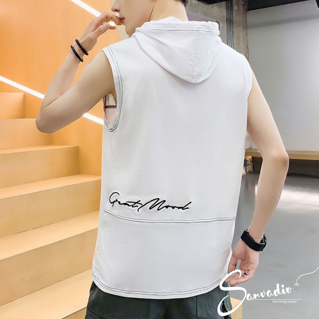 Áo thun TANKTOP Sanvadio Unisex áo hoodie Basic Tee mùa hè phông trơn Oversize form rộng đường phố Hàn Quốc