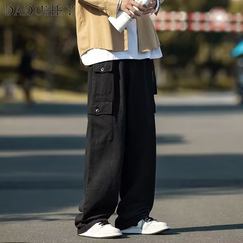 DaDuHey Japanese-Style Retro Loose Multi-Pocket Profile Overalls Men's All-Match Solid Color Casual Pants New Autumn Pants