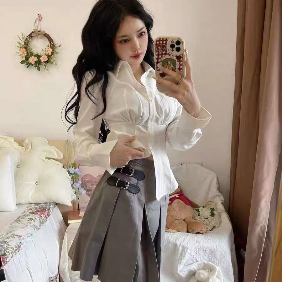 Áo sơ mi COZOKC tay dài dáng ôm thời trang ngọt ngào cho nữ