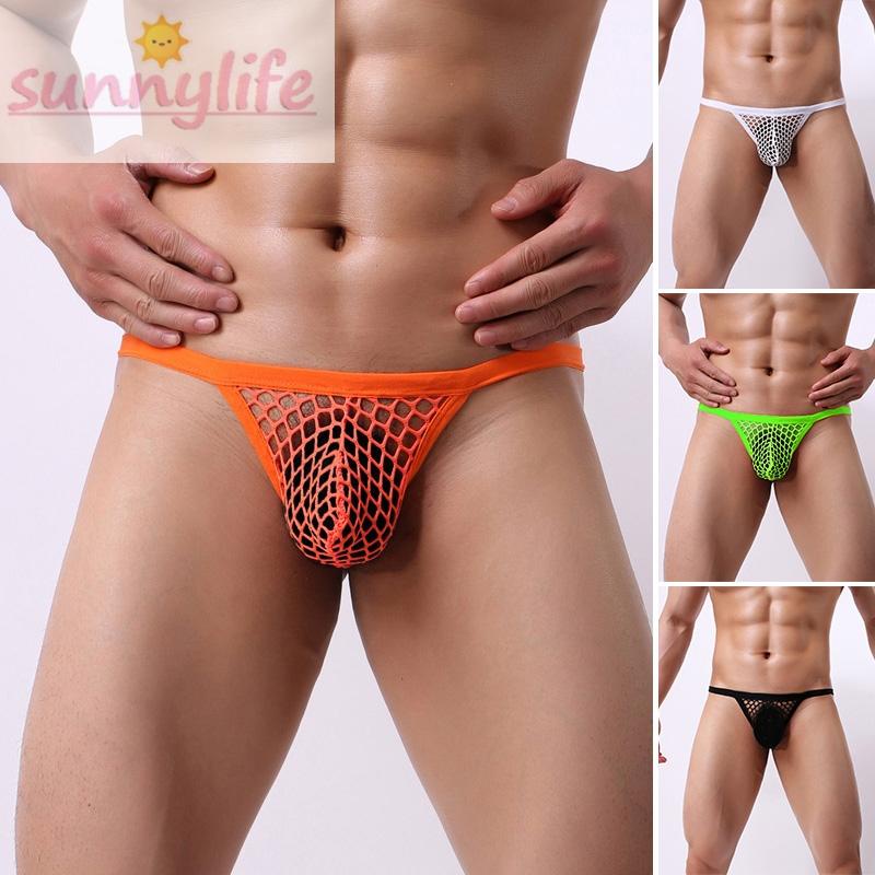 Hombre Sexy Talle Bajo Calzoncillos Transparente Ropa Interior Tanga T-Back