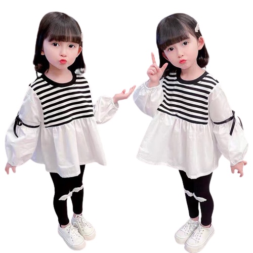 Bộ đồ bé gái dài tay dáng babydoll thụng và quần legging XHN1031