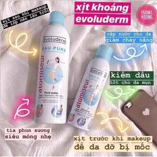 Xịt khoáng Evoluderm Atomiseur Eau Pure 150ml- 400ml