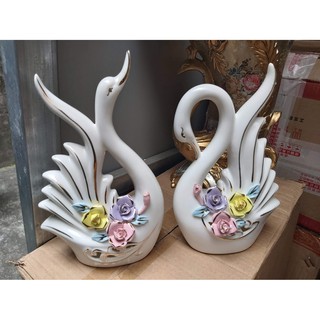 Cặp Thiên Nga Trang Trí Cao Cấp Gốm Sứ