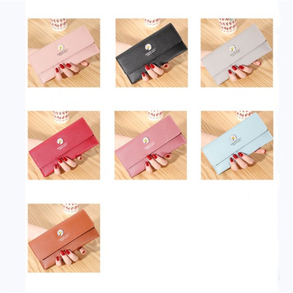 Ví Da Pu Dáng Dài Họa Tiết Hoa Cúc Nhiều Màu Sắc Phong Cách Hàn Quốc Thời Trang Cho Nữ Mihan1