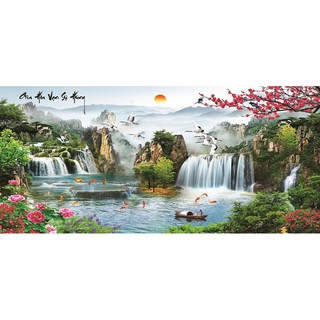 Tranh dán tường  VTC 3D Phong thủy Gia hòa vạn sự hưng UD0015 kim sa