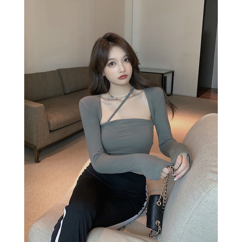 Áo kiểu IELGY cổ vuông dáng ôm hợp thời trang