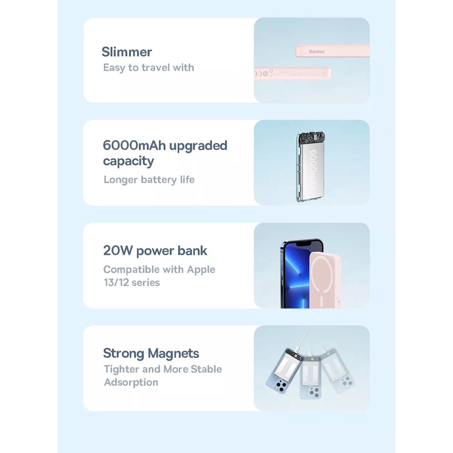 Pin sạc dự phòng không dây Baseus Magnetic Wireless 6.000mAh 20W