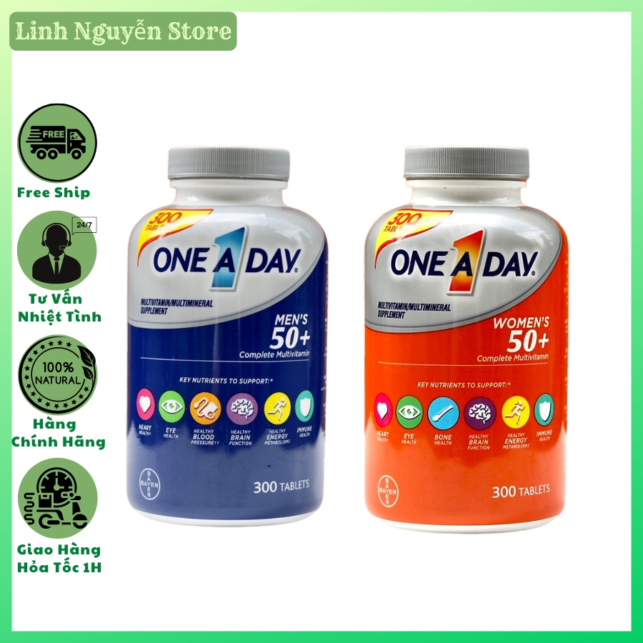 Viên Uống Mỹ Vitamin Tổng Hợp ONE A DAY Multivitamin Cho Nam / Nữ Trên 50 Tuổi 300 Viên