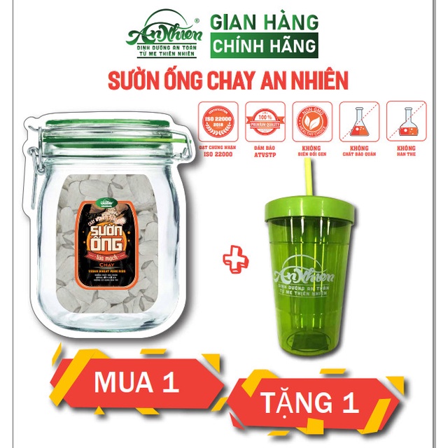 DINH DƯỠNG CAO, 250G Sườn Ống Lúa Mạch Chay An Nhiên TẶNG 1 LY ỐNG HÚT AN NHIÊN