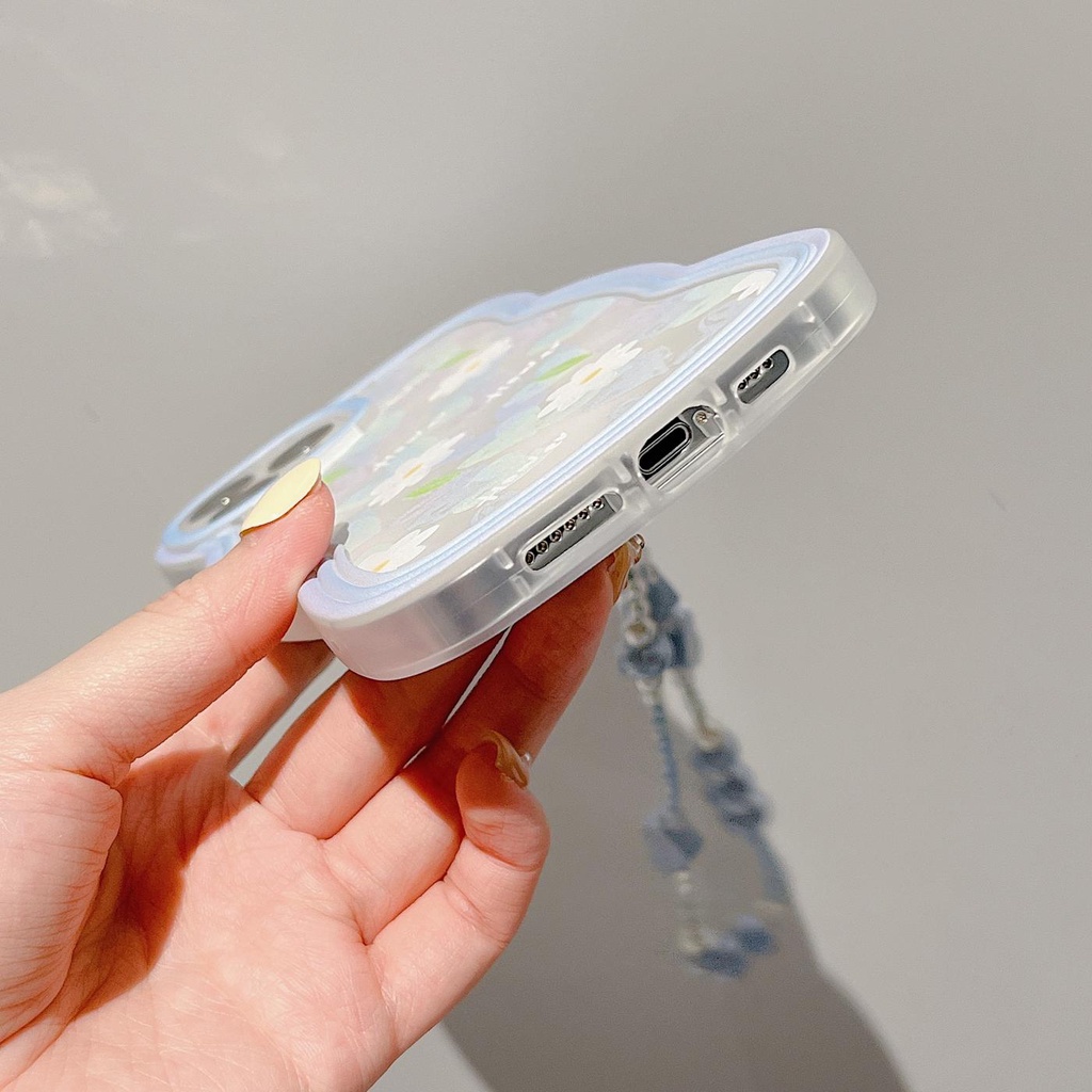 Ốp Điện Thoại TPU Mềm Trong Suốt Chống Sốc In Họa Tiết Hoa Kèm Dây Đeo Cho iPhone 11 12 13 Pro Max XR X XS Max