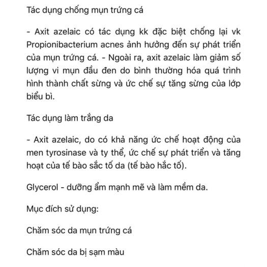 Kem Giảm Mụn Làm Trắng Da Acne Derm 20% Axit Azelaic 20g
