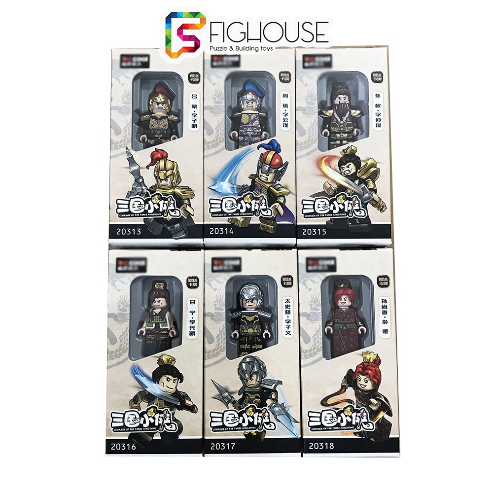 Combo 6 Minifigures Nhân Vật Tam Quốc Quan Vũ, Lữ Bố, Triệu Vân, Chu Du, Khổng Minh, Tư Mã Ý - Đồ Chơi Lắp Ráp 2030ABCD