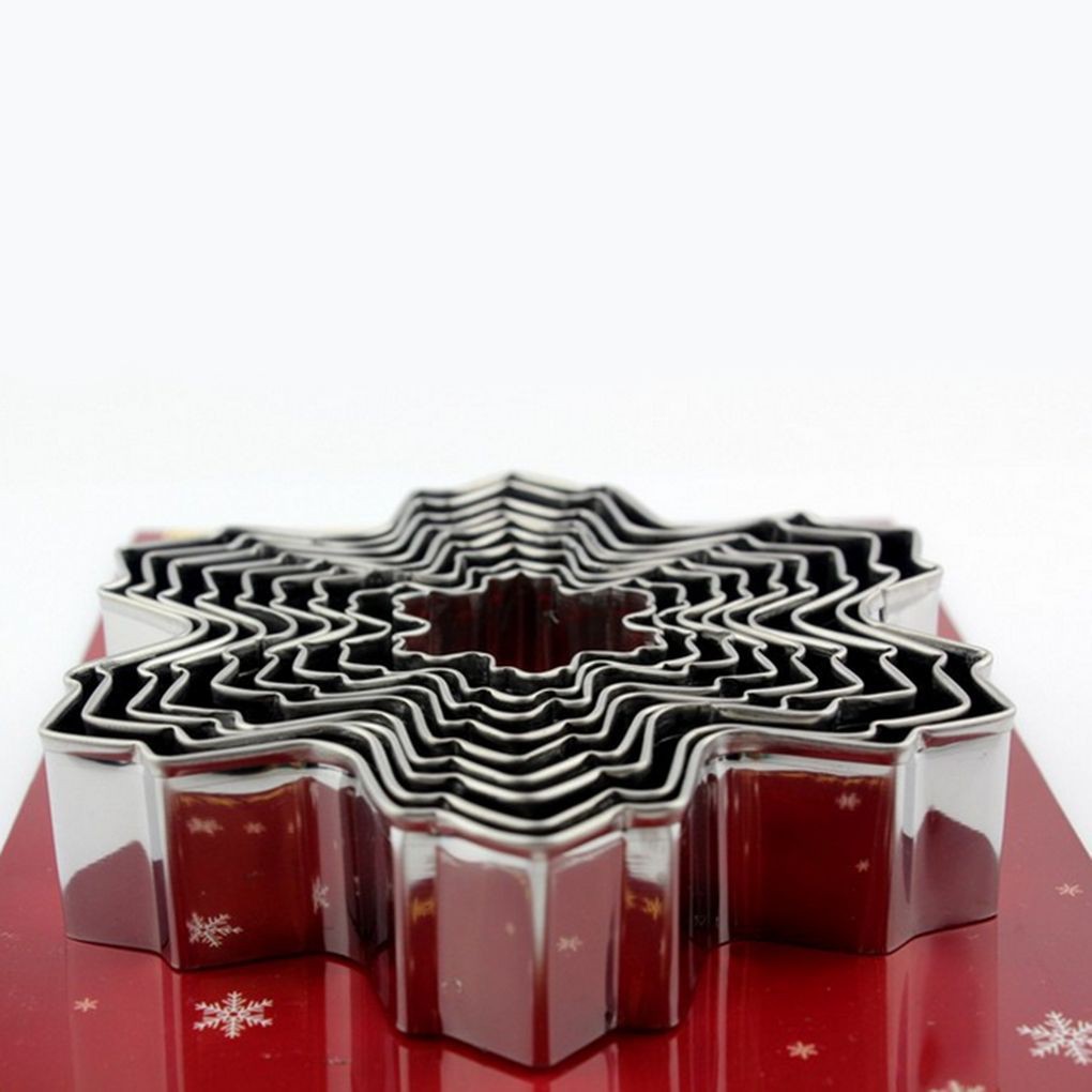 Bộ 5 khuôn trang trí bánh hình bông tuyết bằng inox cao cấp