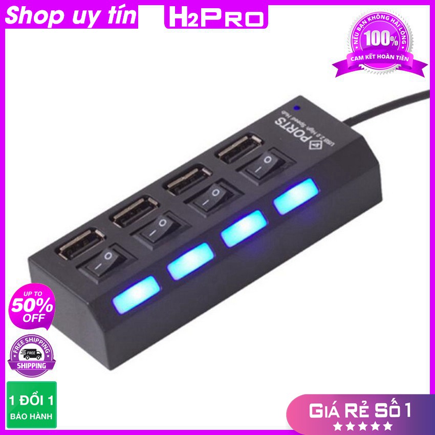 [RẺ VÔ ĐỊCH] Hub chia cổng usb 2.0 1 ra 4, 1 ra 7, có công tắc, có đèn báo, cắm là nhận